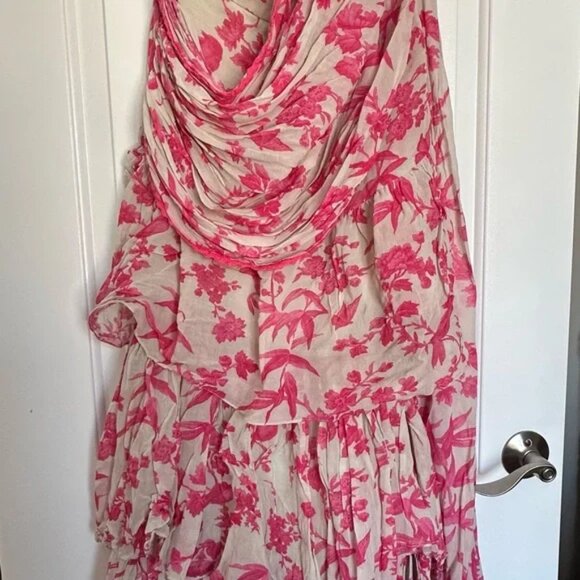 Paulmi & Harsh Pink Bird Printed Pre-Stitched Saree Set - Picture 4 of 6